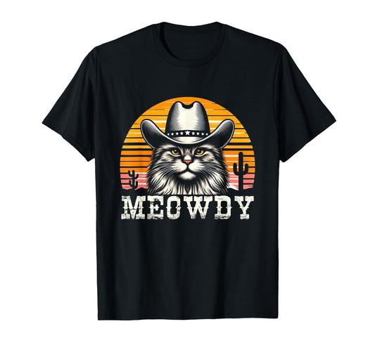 Meowdy Country Music Vintage Cat Cowboy Hat Western T-Shirt