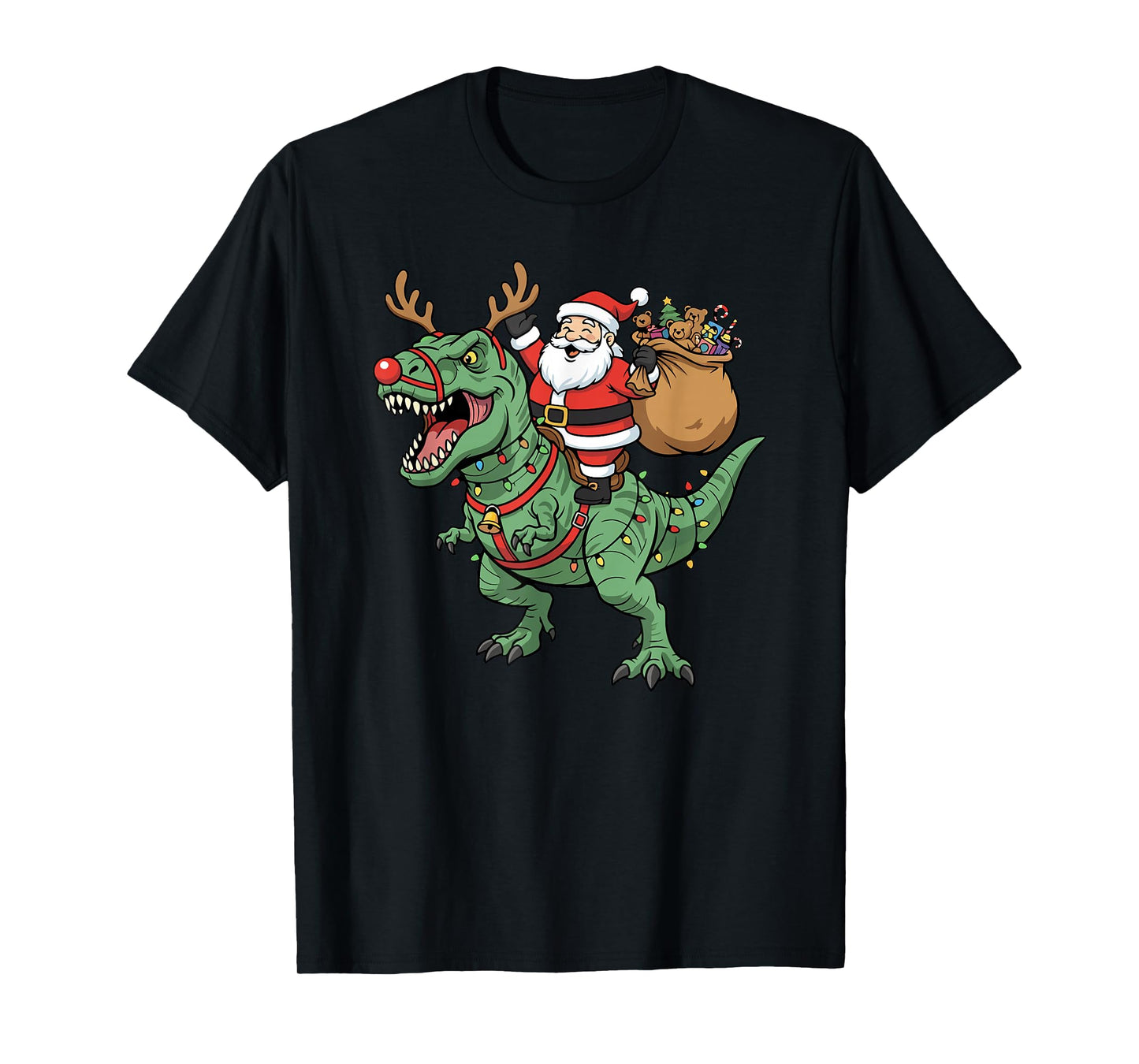 Santa Claus Riding T-Rex Funny Christmas Dinosaur T-Shirt