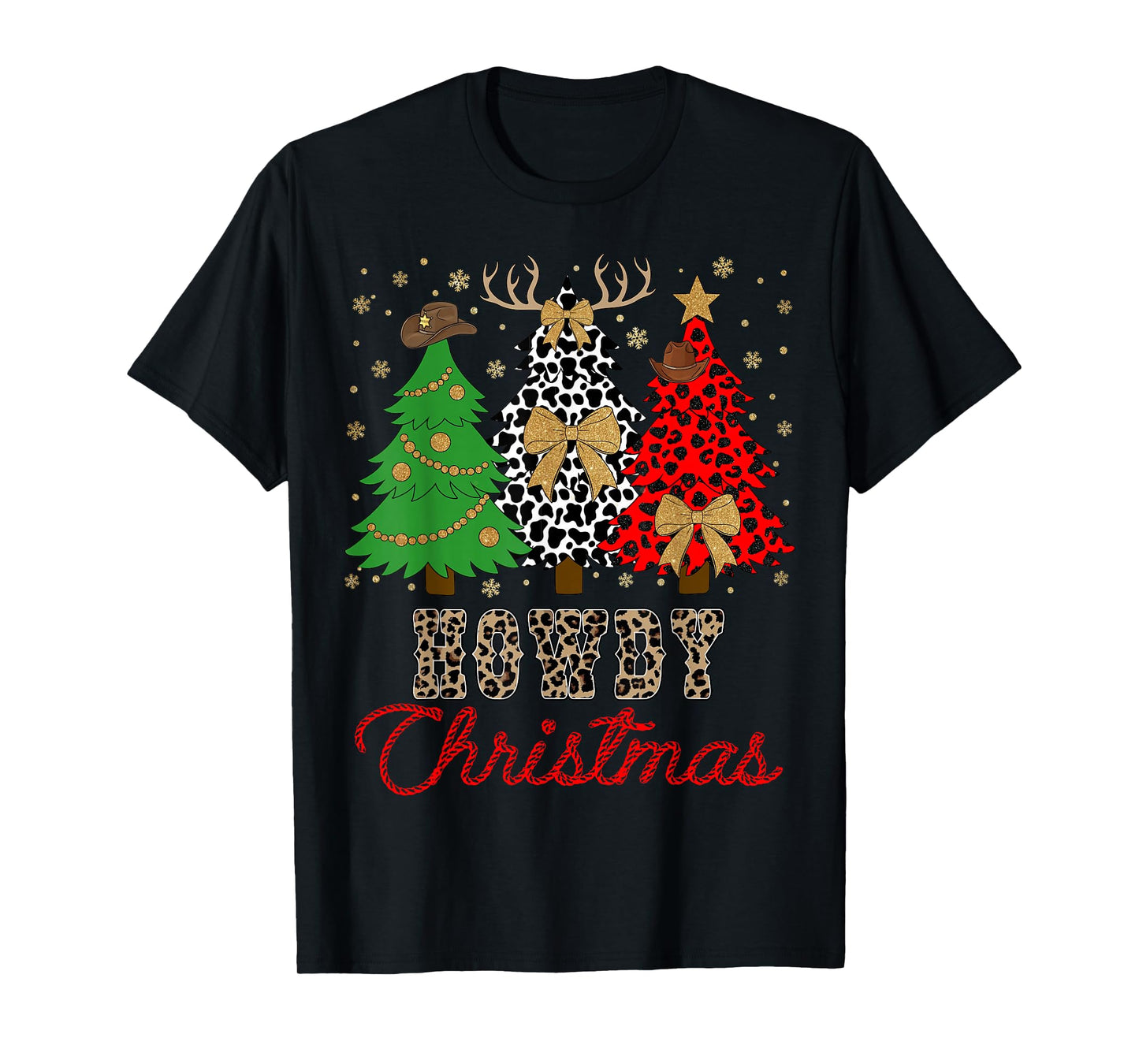 Howdy Christmas Tree Coquette Bow Western Xmas Pjs Cowgirl T-Shirt