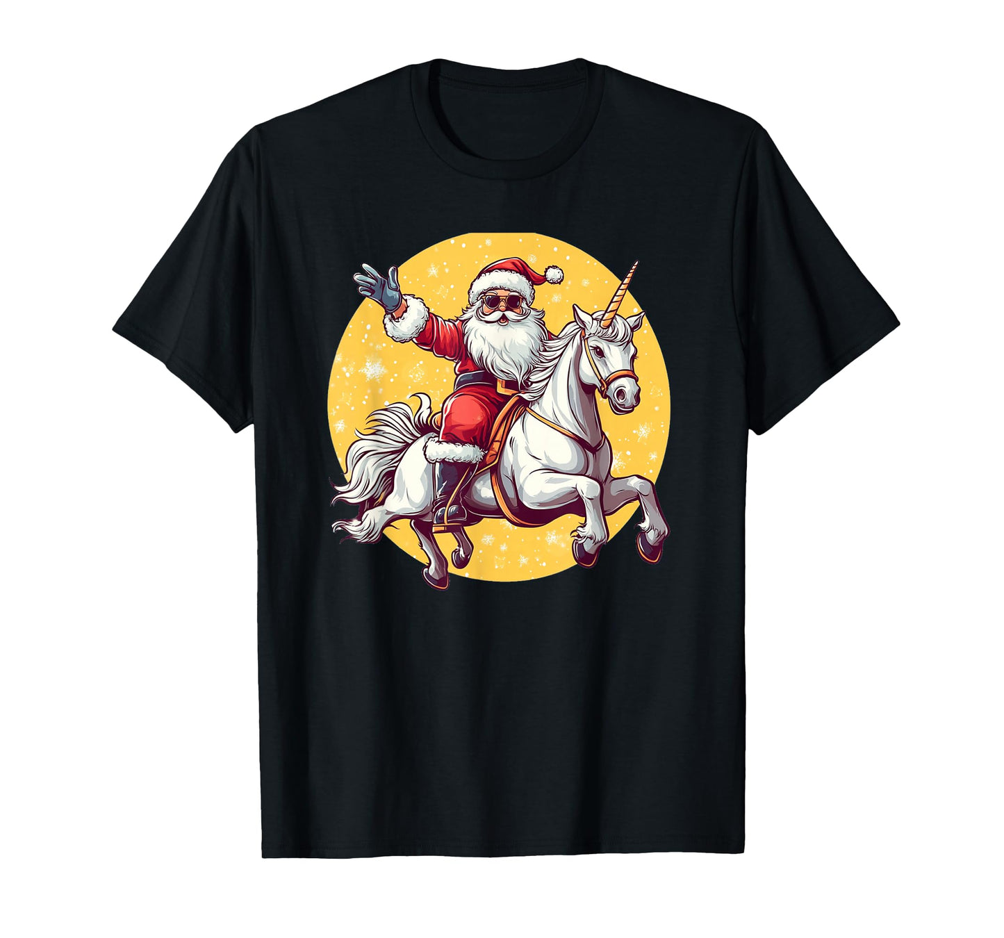 Santa Claus Rides a Unicorn for a Festive Surprise T-Shirt
