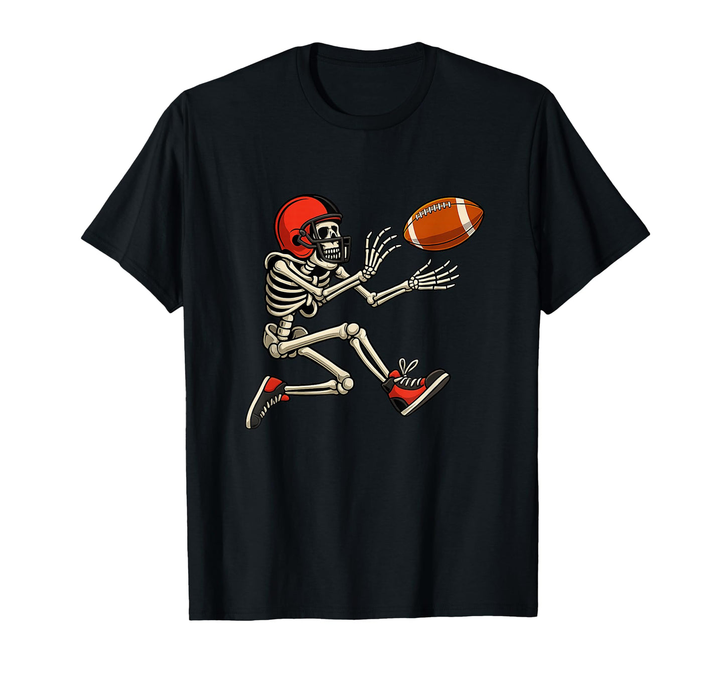 Funny Halloween Football Skeleton Catching a Football Gifts T-Shirt