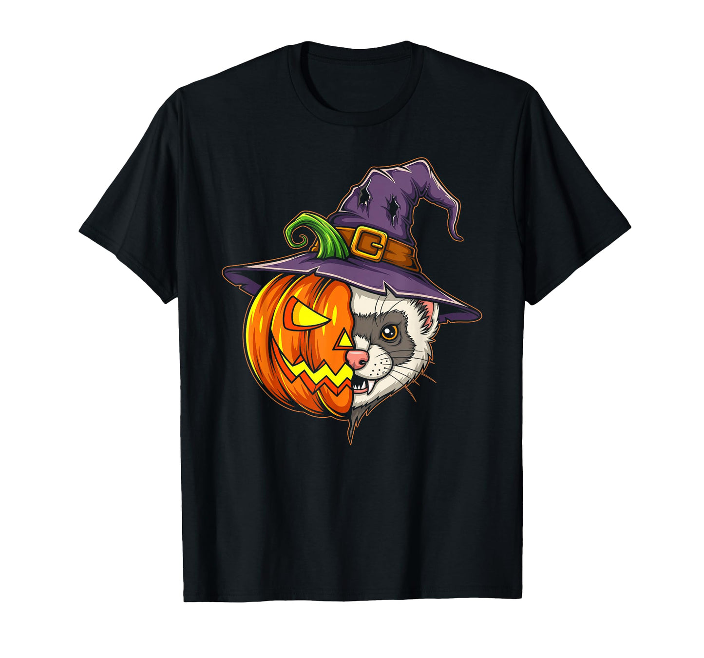 Ferret Pumpkin Jack O Lantern Halloween Kids Mens Womens T-Shirt