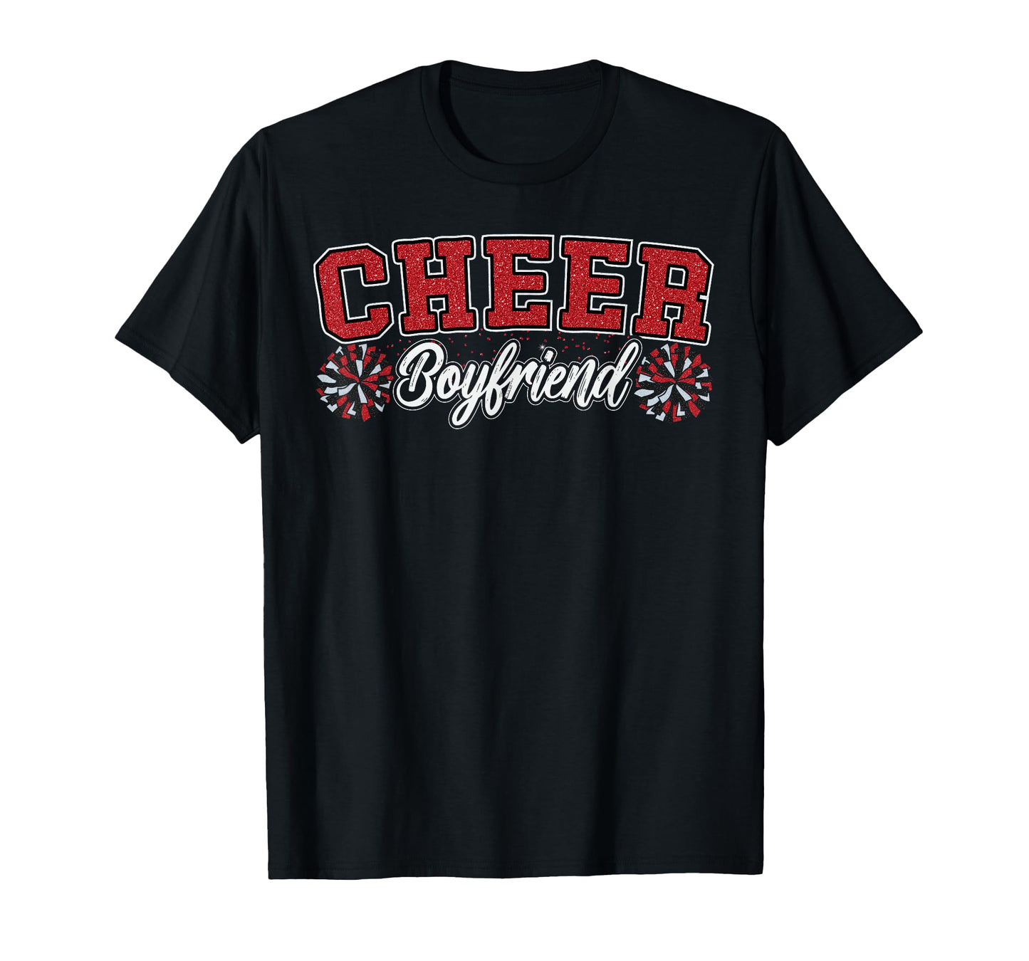 Loud Proud Cheer Boyfriend Pom Poms Red Cheerleader Women T-Shirt