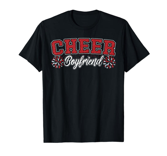 Loud Proud Cheer Boyfriend Pom Poms Red Cheerleader Women T-Shirt