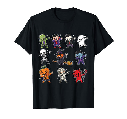 Dabbing Halloween Boys Skeleton Zombie Scary Pumpkin Mummy T-Shirt