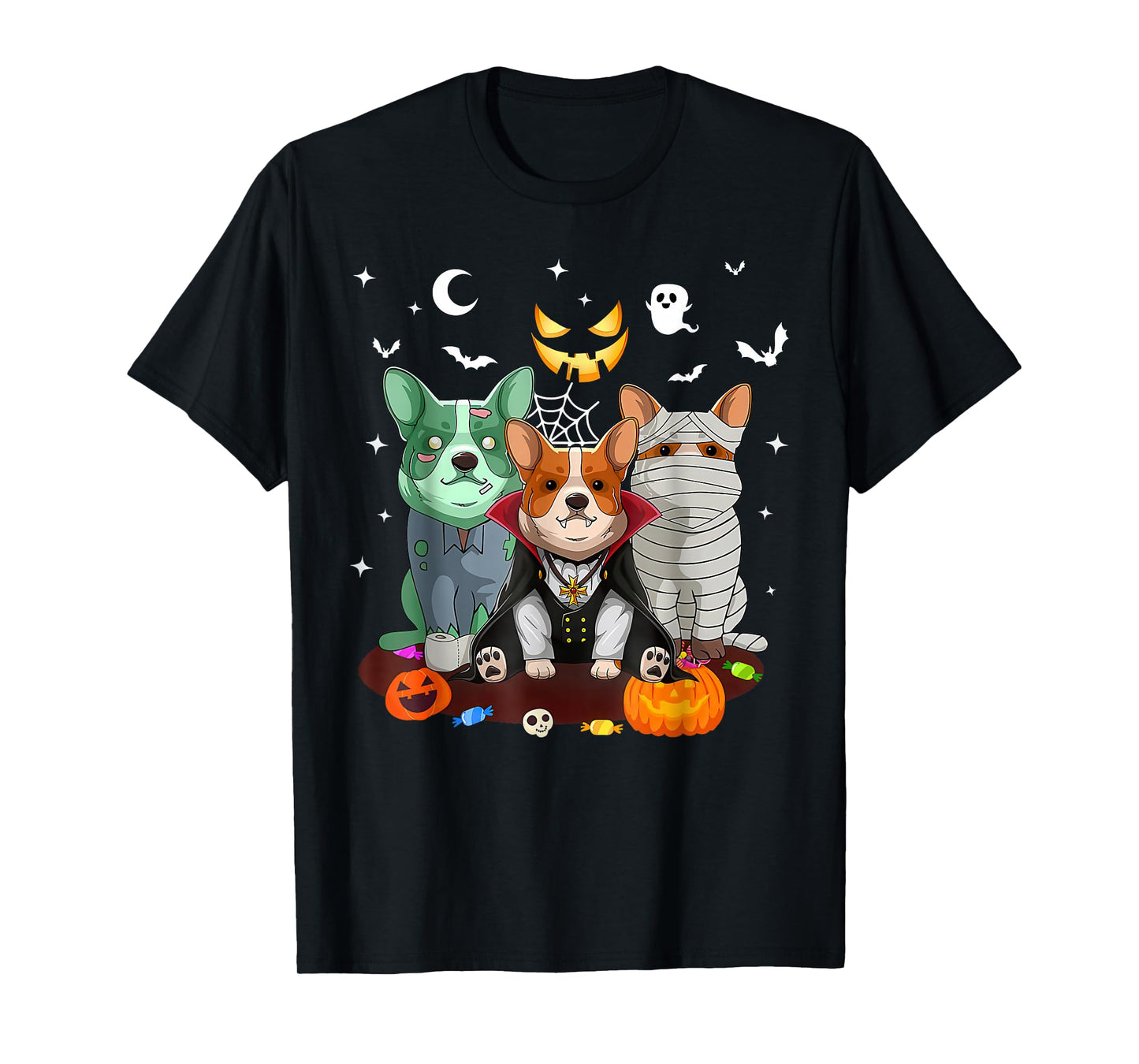 Corgi Dog Ghost Witch Pumpkin Halloween Costume Dog Lover T-Shirt
