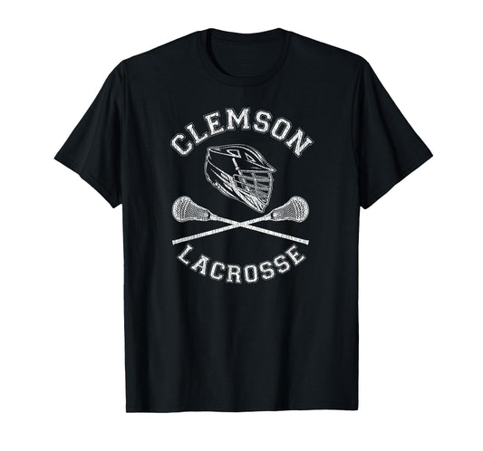 Clemson Lacrosse Vintage Distressed Retro Lax T-Shirt