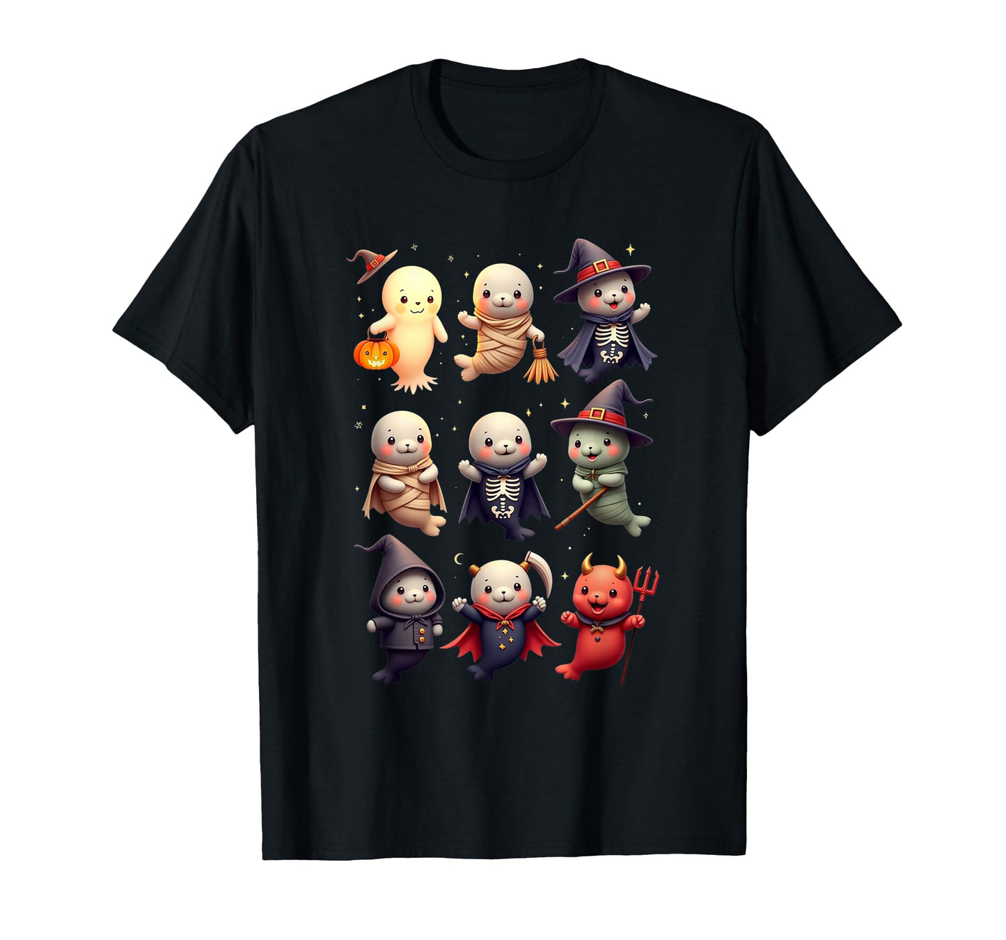 Funny Cute Manatee Boo Witch Zombie Vampire Halloween T-Shirt