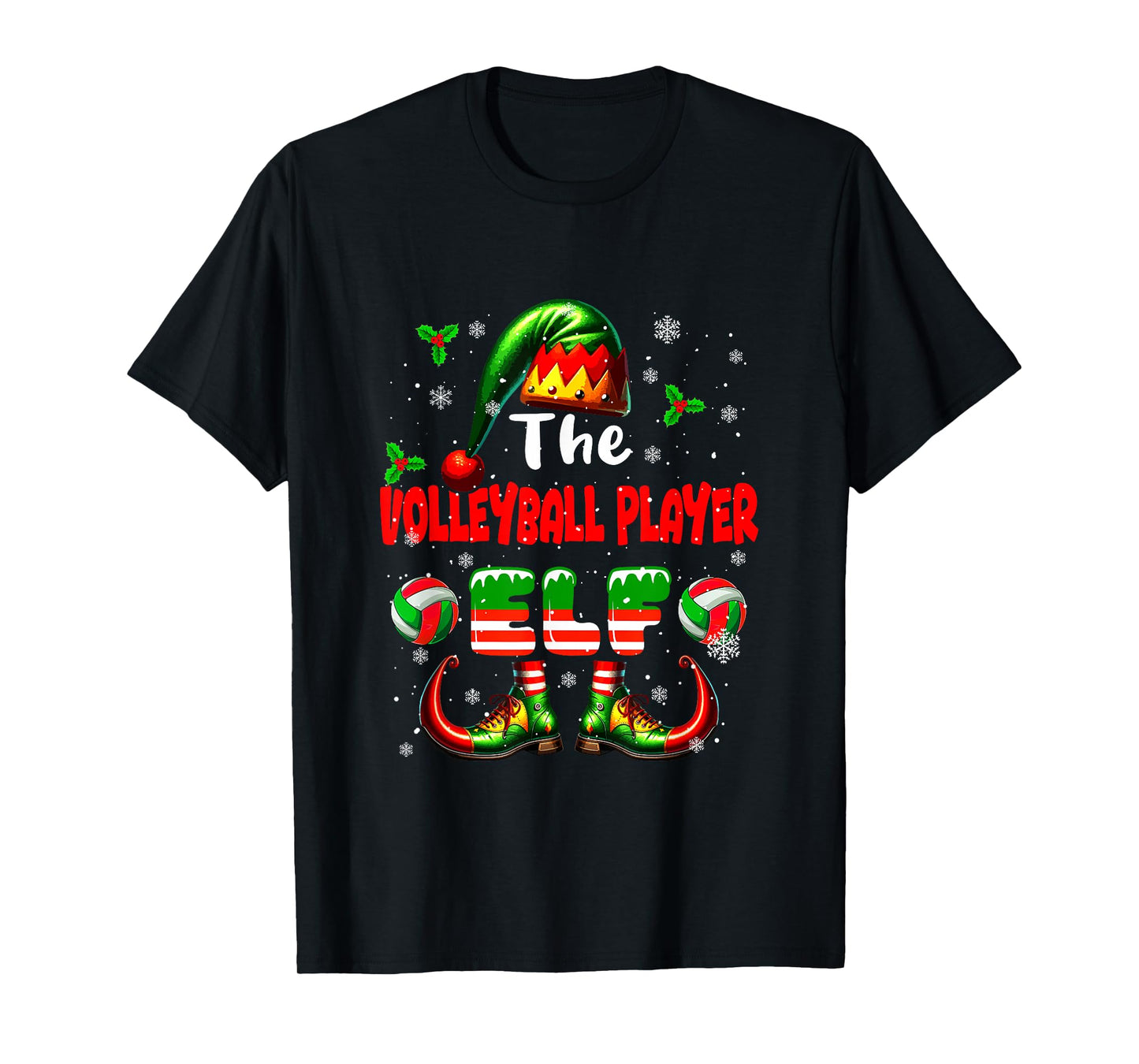 The Volleyball Player Elf Christmas Job Team Funny Parties T-Shirt