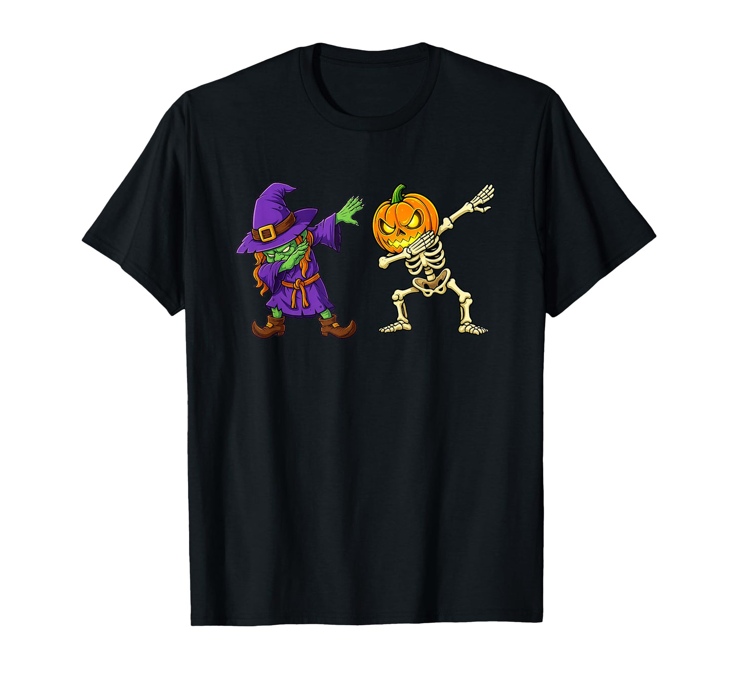 Halloween Skeleton Witch Dabbing Spooky Skeleton Pumpkin T-Shirt
