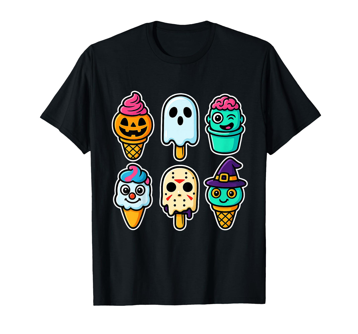 Funny Horror Ice Cream Pops Summerween Halloween Candy Boys T-Shirt