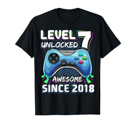 7th Birthday Boy Level 7 Gamer 7 Year Video Game Party T-Shirt
