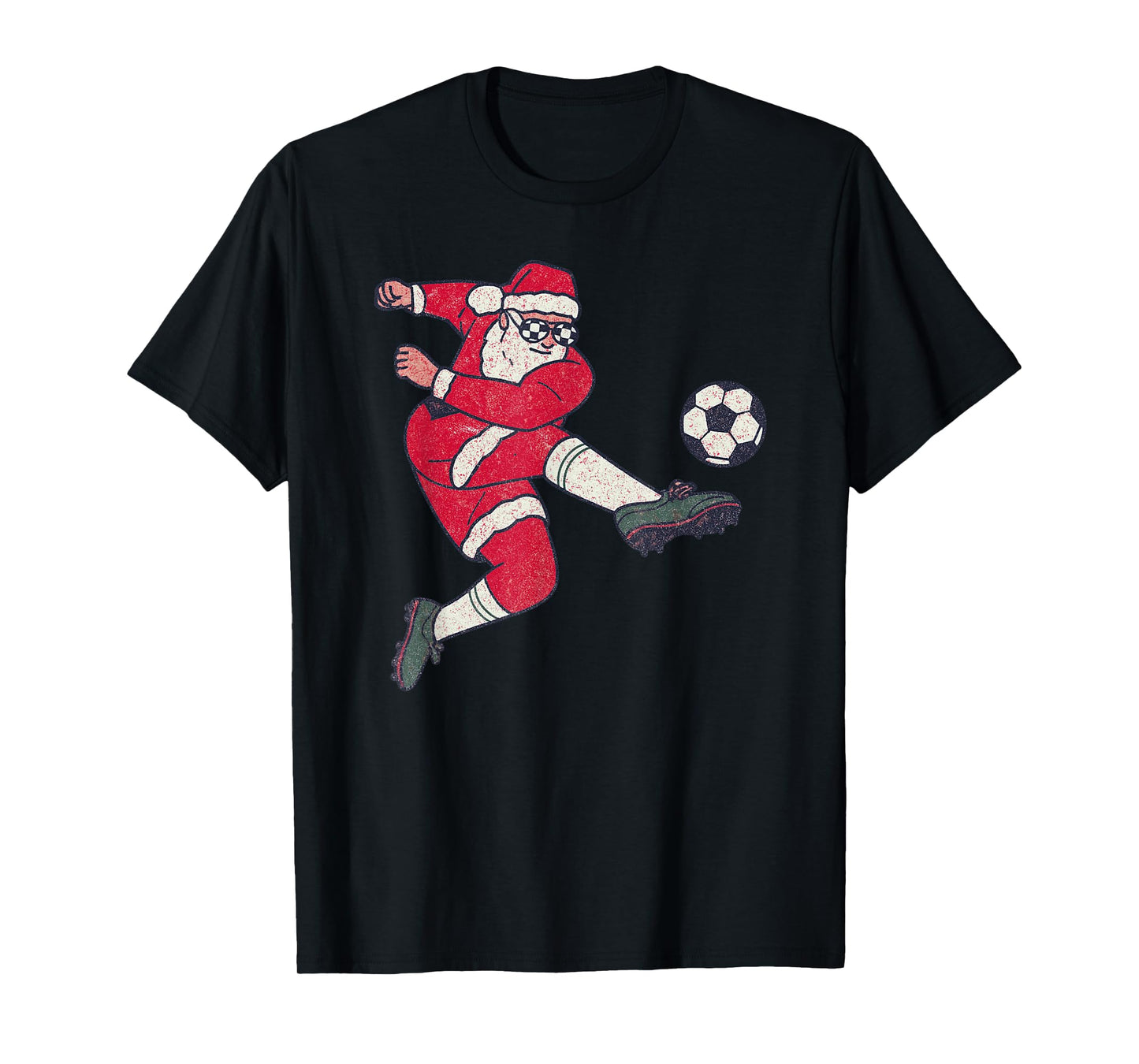 Santa Playing Soccer Christmas Vintage Funny Xmas Holiday T-Shirt