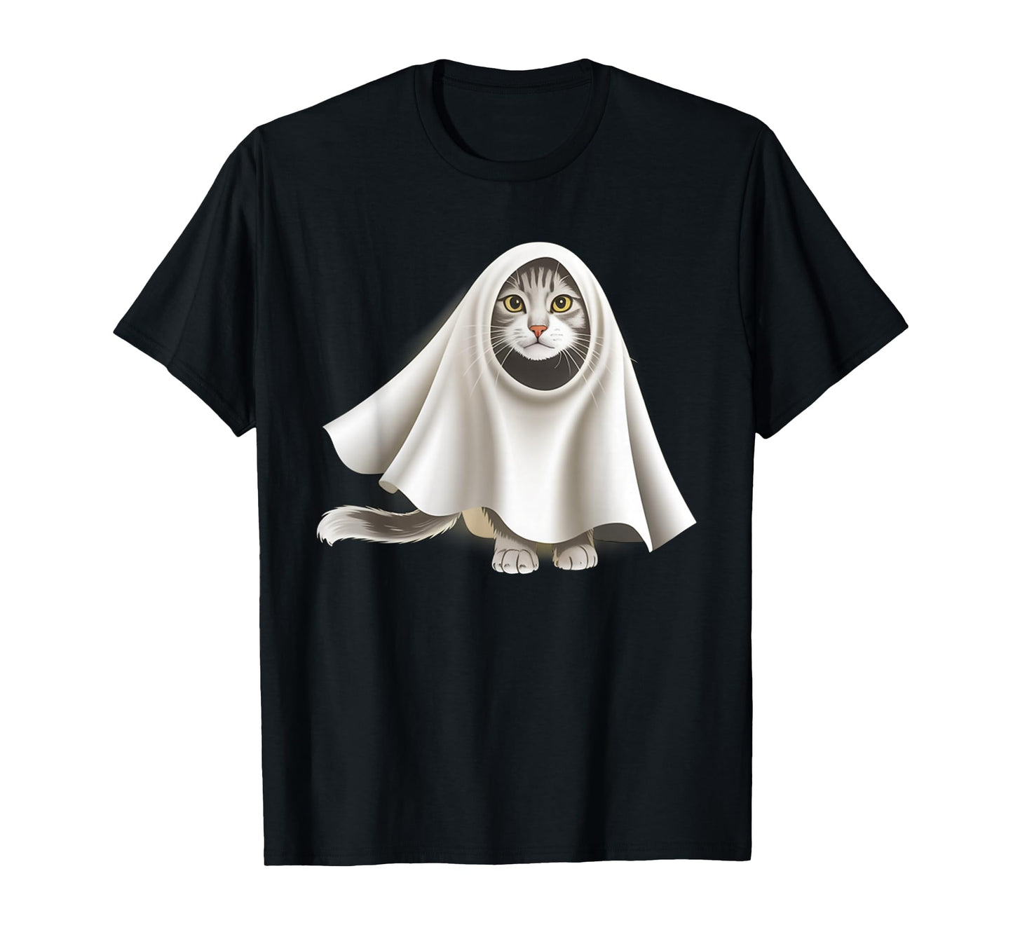 Ghost Cat Meme Funny Halloween Men Women Kids T-Shirt
