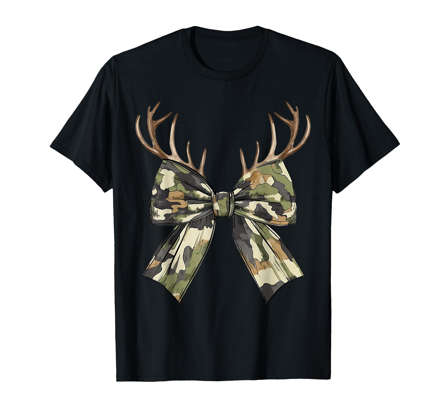 Women Camouflage Old Camo Bow Camo Coquette Bow Hunting T-Shirt