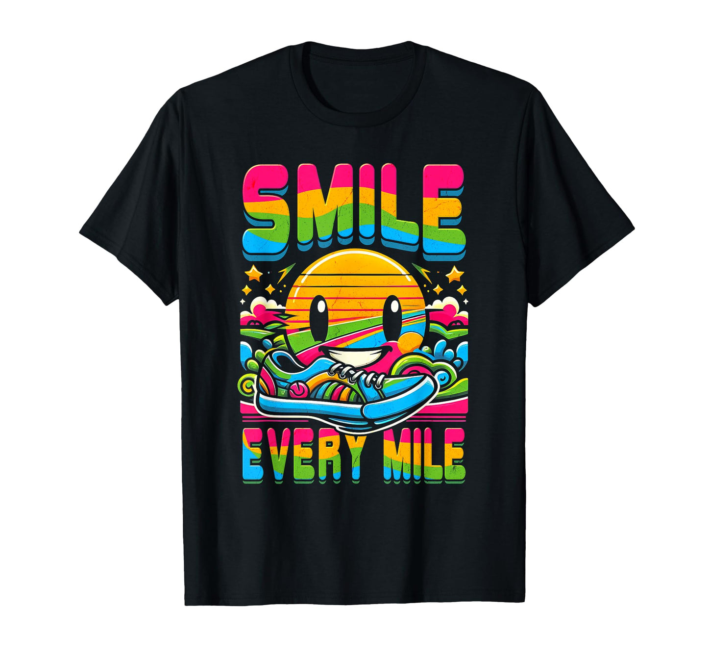 Hilarious Running Runner Smile Every Mile Graphic Saying T-Shirt