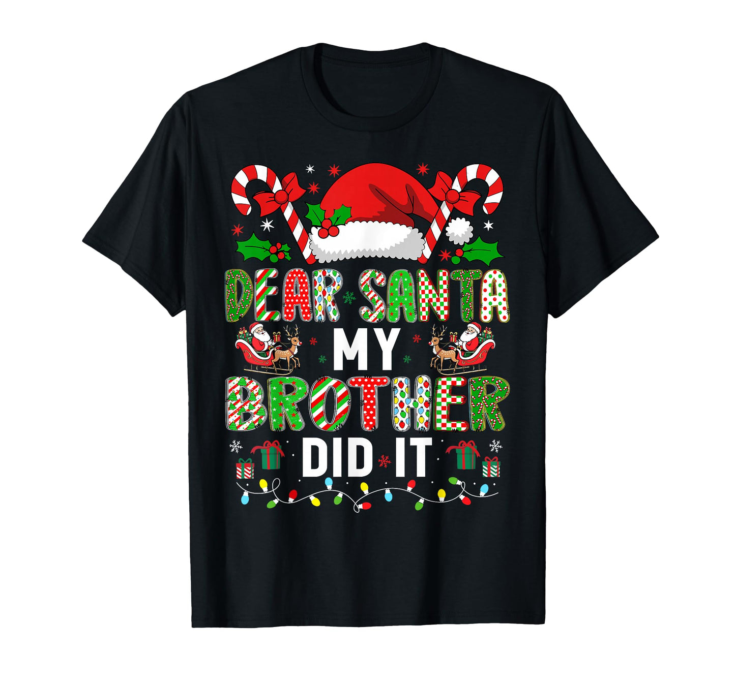 HUGvyn Dear Santa My Brother Did It Christmas Boys Girls Kid T-Shirt