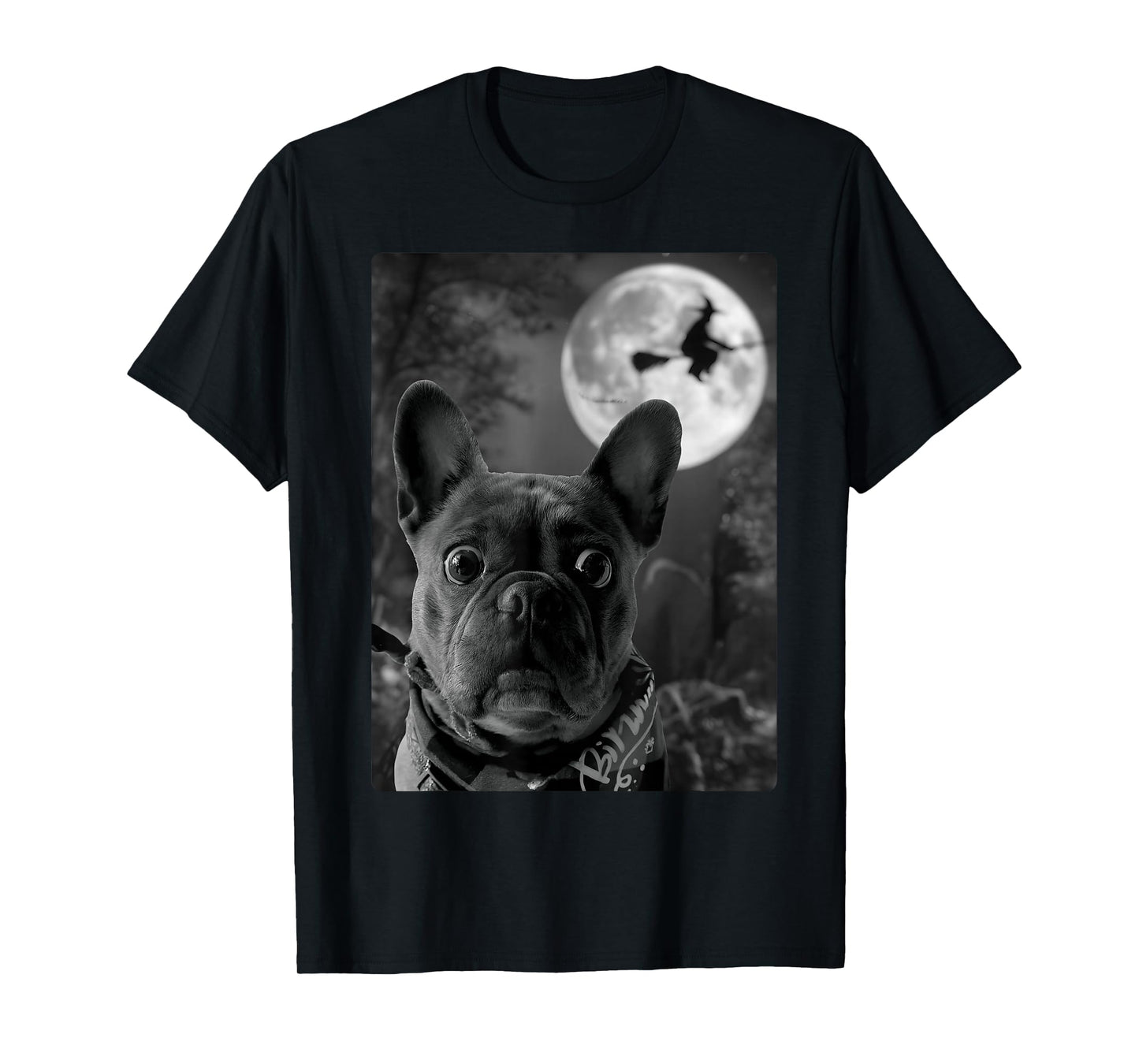 Funny Dog Selfie Full Moon Flying Witch Halloween Dog T-Shirt