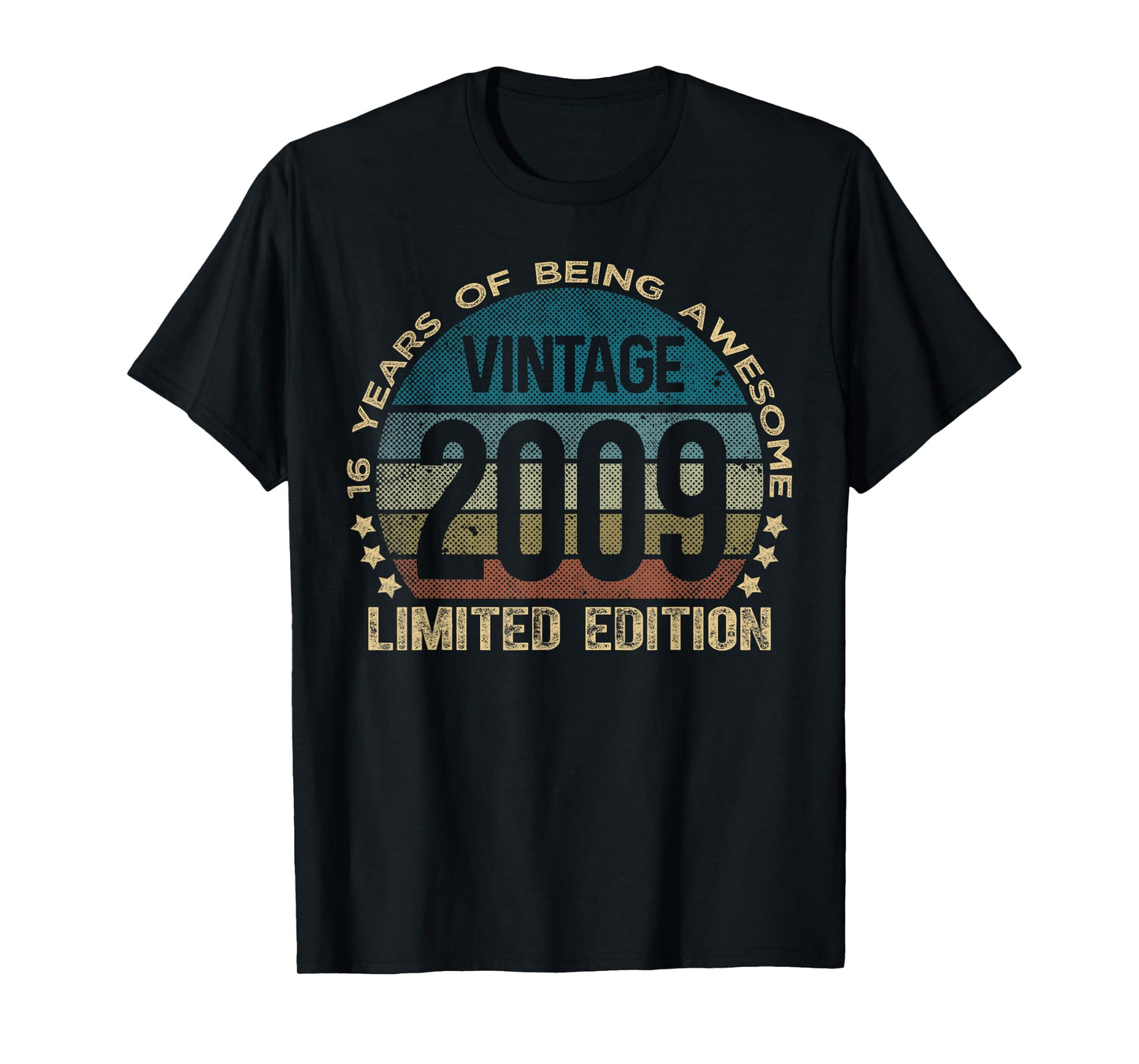 Retro Birthday Shirts For Men and Women 2025 HH 16 Year Old Gifts Vintage 2009 Limited Edition 16th Birthday T-Shirt Unisex-Kids Black Small Classic Crew Neck Short Sleeve T-Shirt