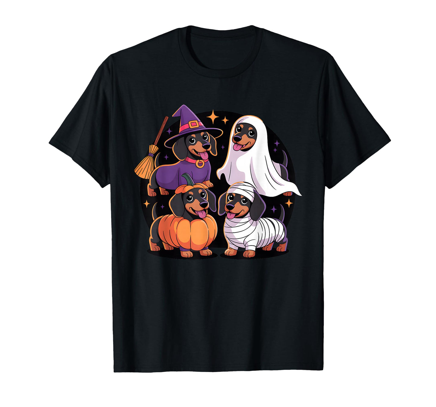 Weiner Dog Witch Happy Halloweenie Cute Halloween Dachshund T-Shirt