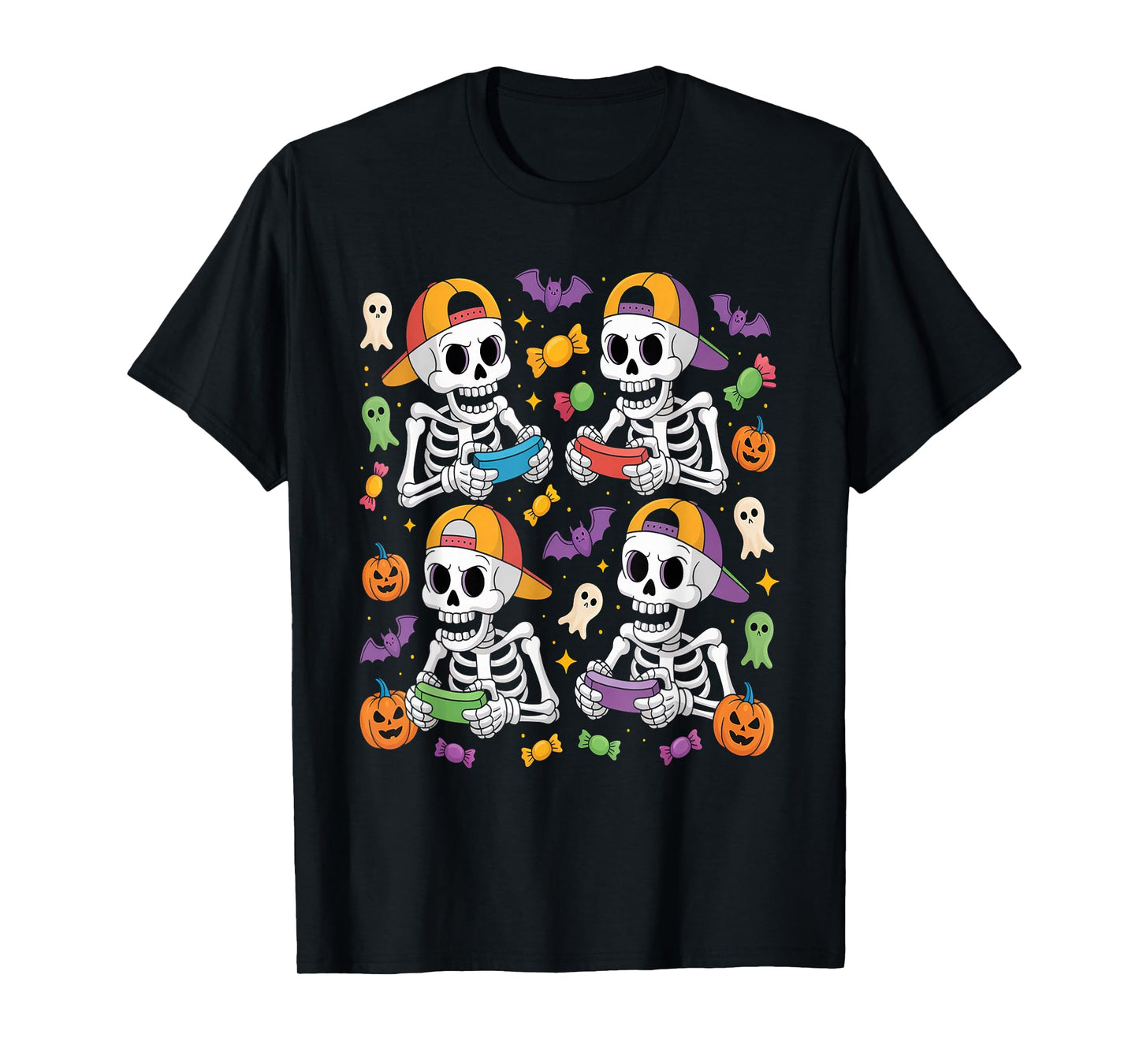 Skeleton Gamer - Halloween Video Games Spooky Controller T-Shirt