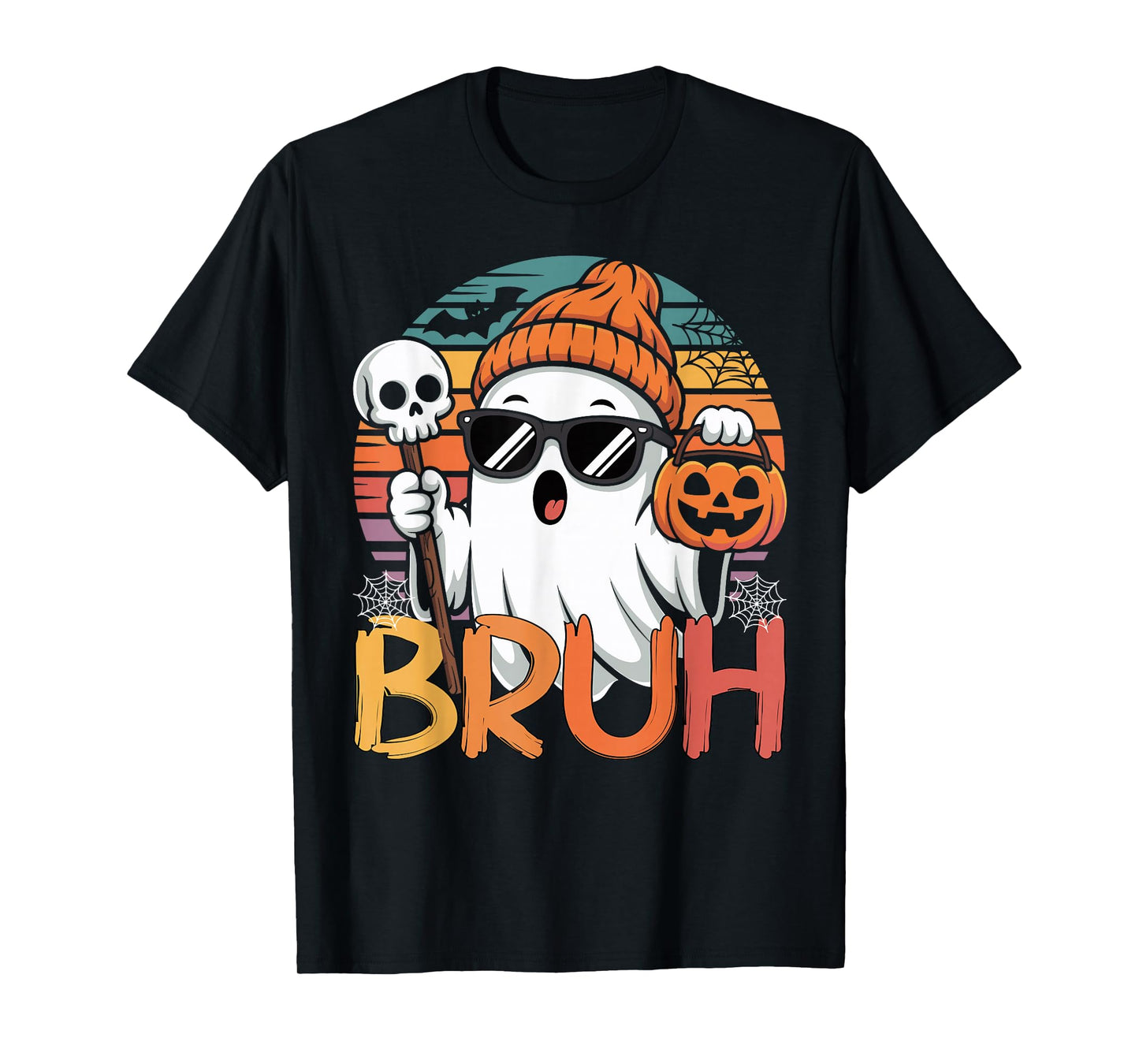 Bruh Ghost Halloween Toddler Vintage Halloween Boys Kids Men T-Shirt