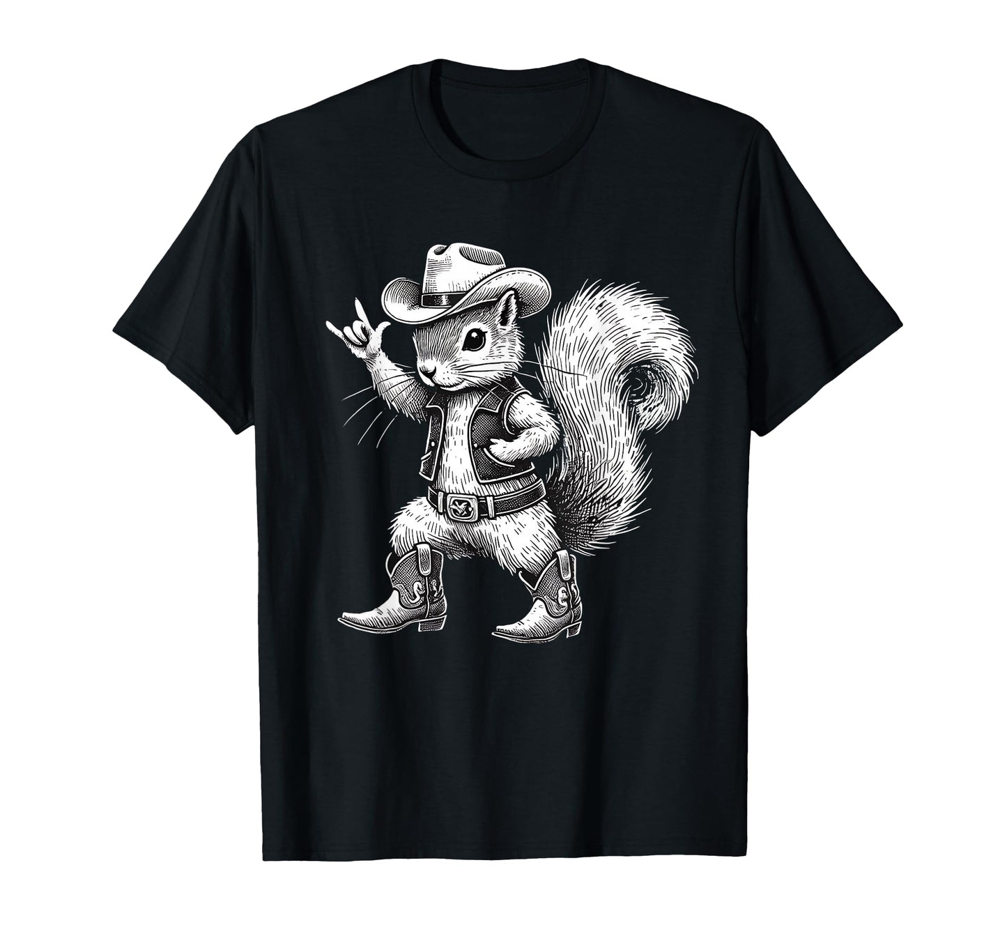 Vintage Squirrel Funny Cowboy Cowgirl Western Country Animal T-Shirt