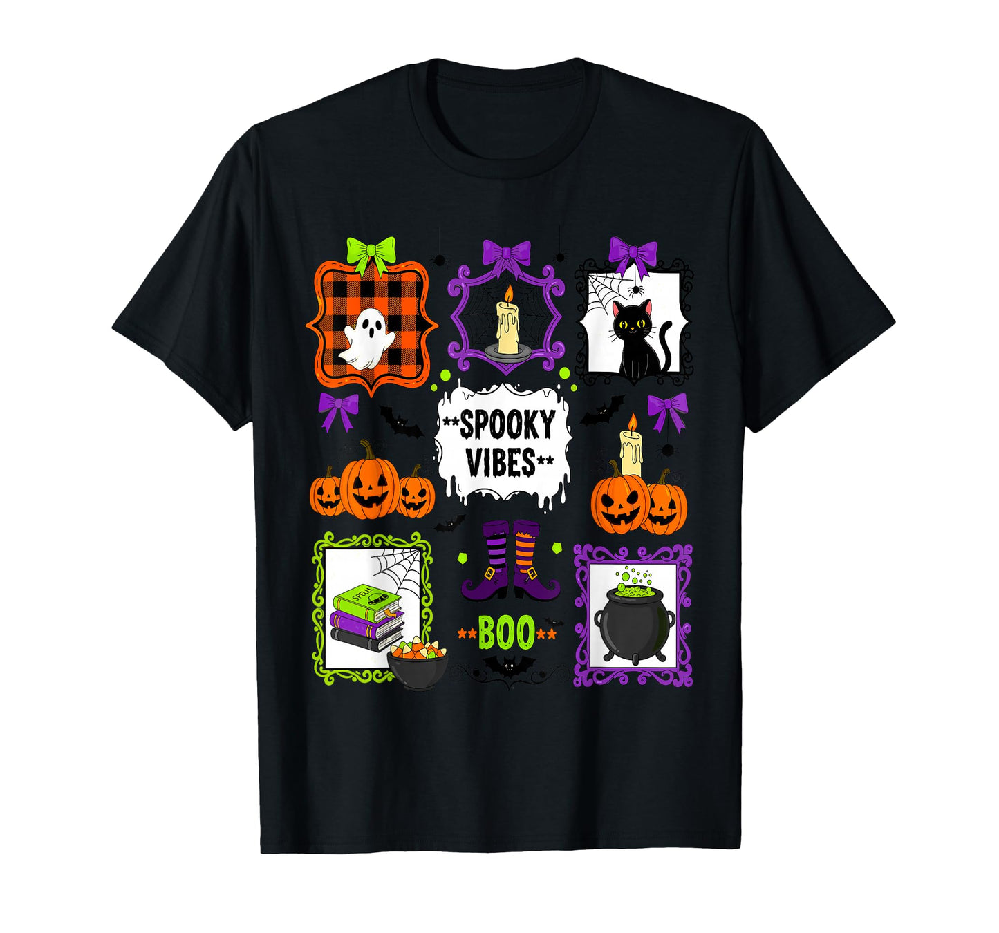 Spooky Vibes Halloween Coquette Jack O'Lantern Boo Crew T-Shirt