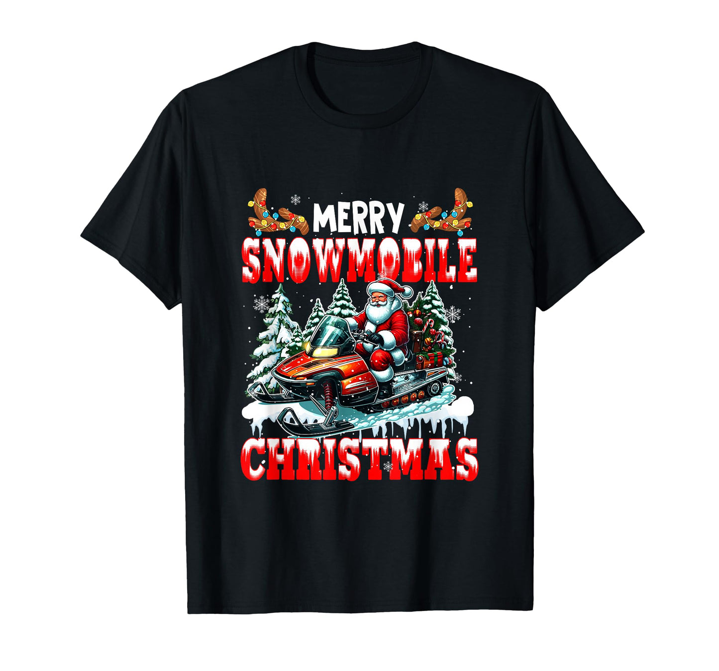 Merry Christmas Snowmobile Santa Costume Sport Lover T-Shirt