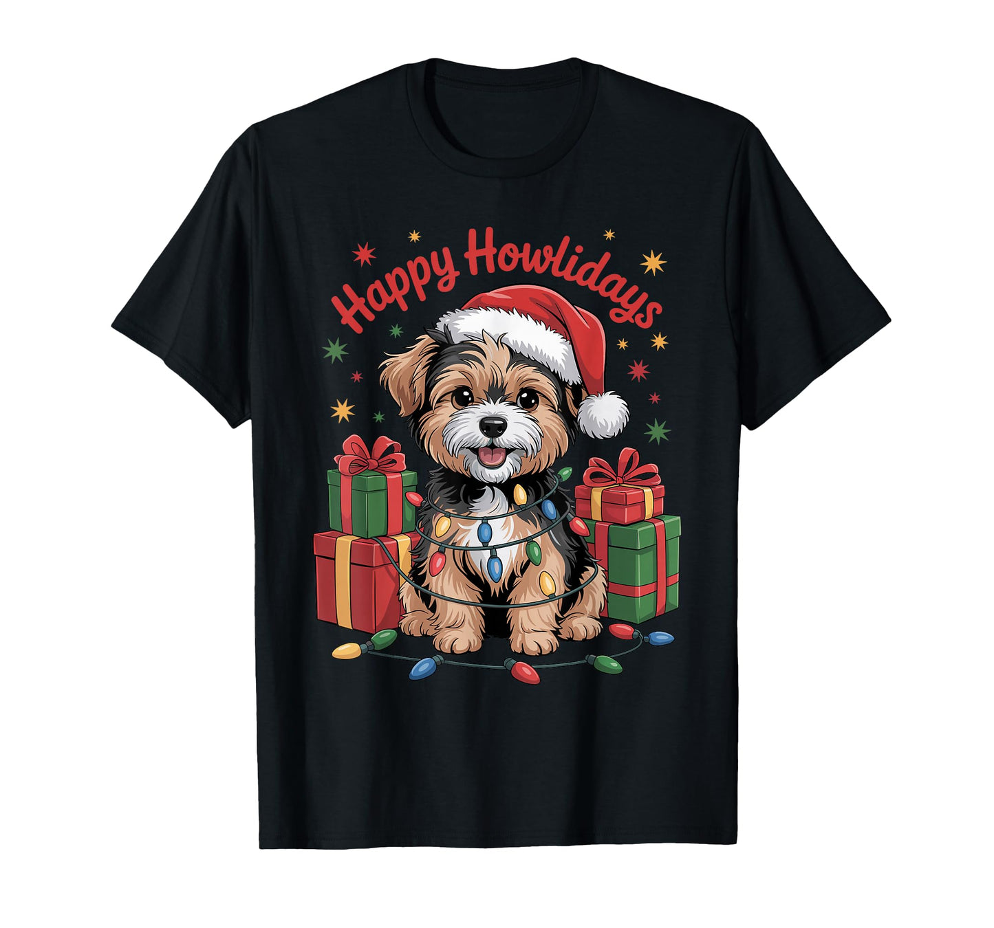 Cute Yorkipoo Santa Hat Christmas Xmas Dog Lovers Holiday T-Shirt