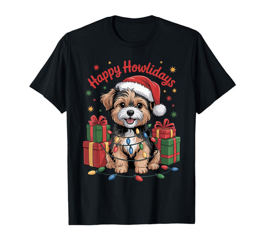 Cute Yorkipoo Santa Hat Christmas Xmas Dog Lovers Holiday T-Shirt