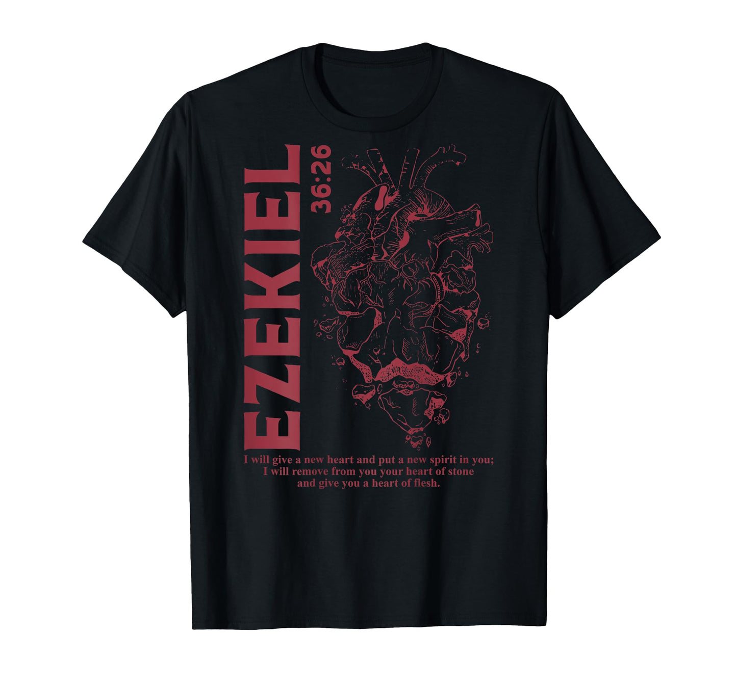 Vintage Ezekiel 36-26 Heart Of Flesh Bible Verse Christian T-Shirt