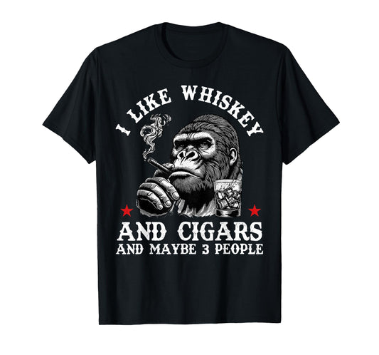 Retro I Like Whiskey And Cigars And Maybe 3 People Monkey T-Shirt