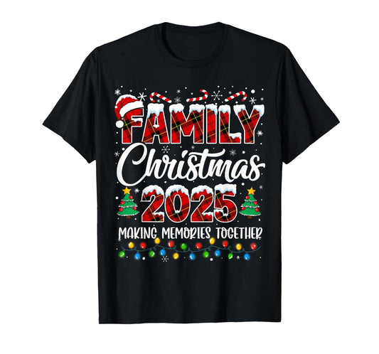 Family Christmas 2025 Matching Squad Santa Red Plaid Xmas T-Shirt