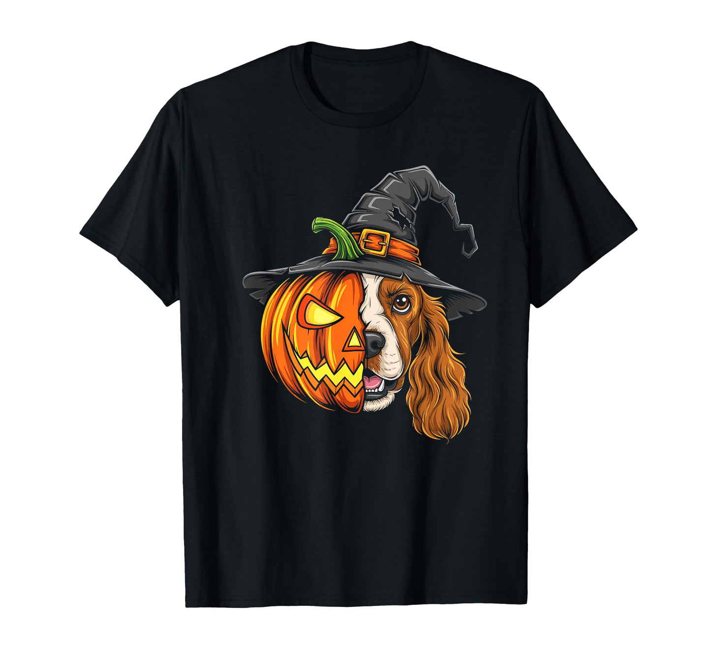 Cocker Spaniel Pumpkin Jack O Lantern Halloween Mens Womens T-Shirt