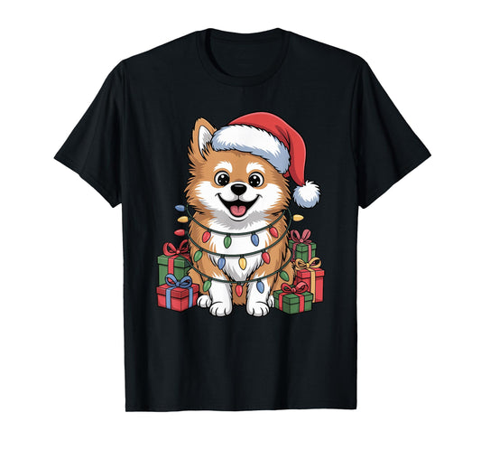Cute Spitz Santa Hat Christmas Xmas Dog Lovers Holiday T-Shirt