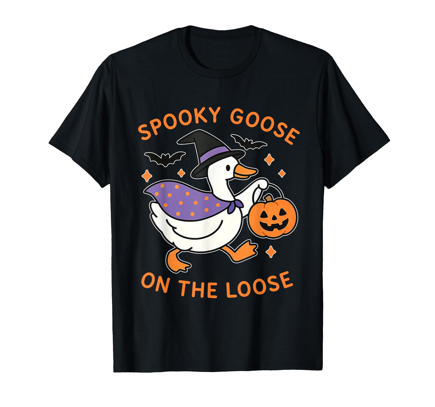 Spooky Goose Witch Pumpkin Funny Halloween T-Shirt