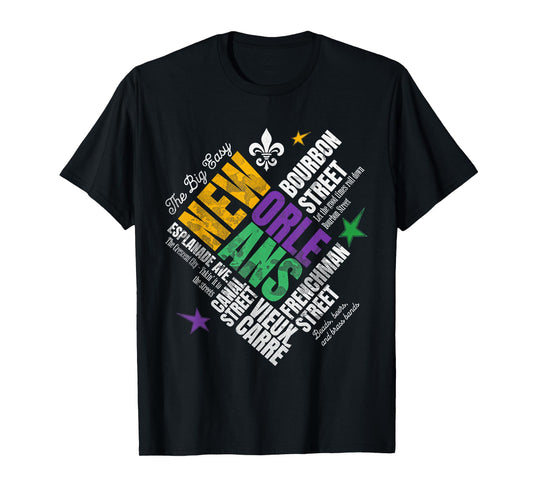 New-Orleans, Louisiana s Vintage Mardi Gras WordCloud T-Shirt