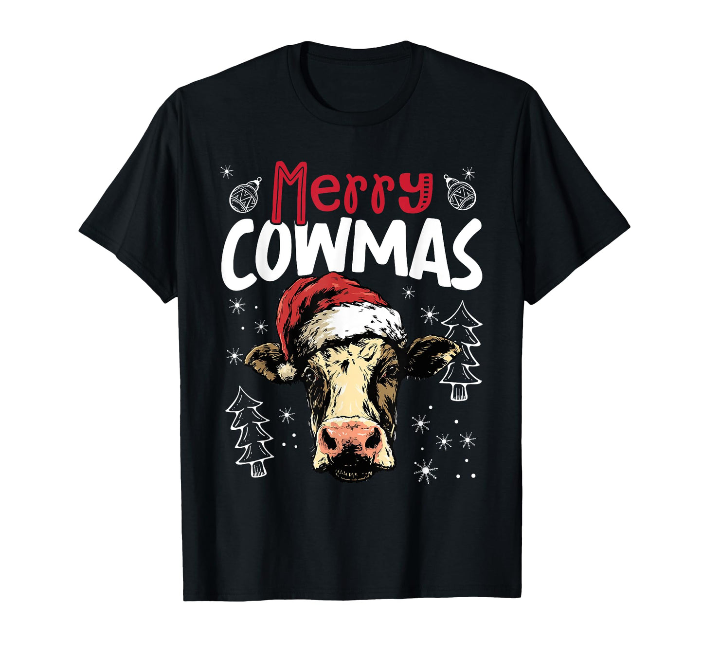 Merry Cowmas Funny Christmas Cow T-Shirt