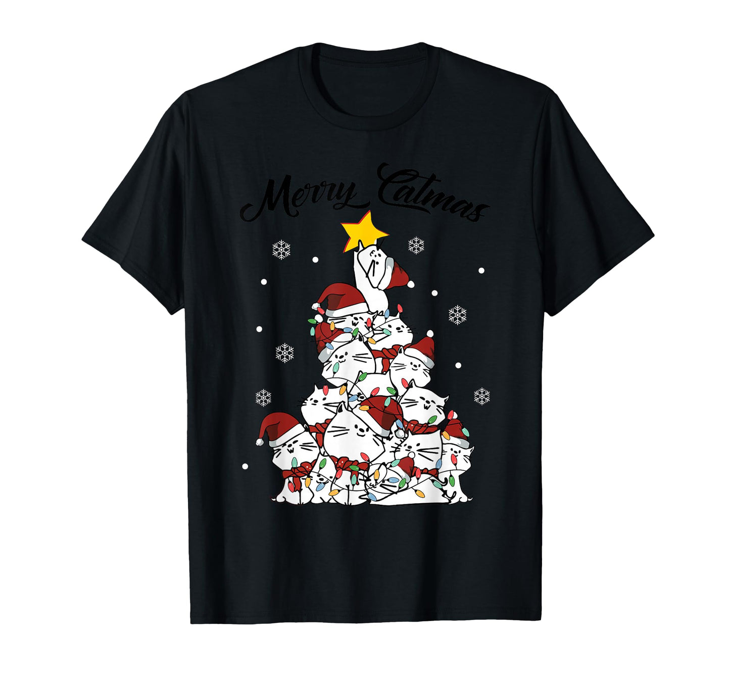 Merry Catmas Christmas Tree Cats Cat Lover Meow Women Men T-Shirt