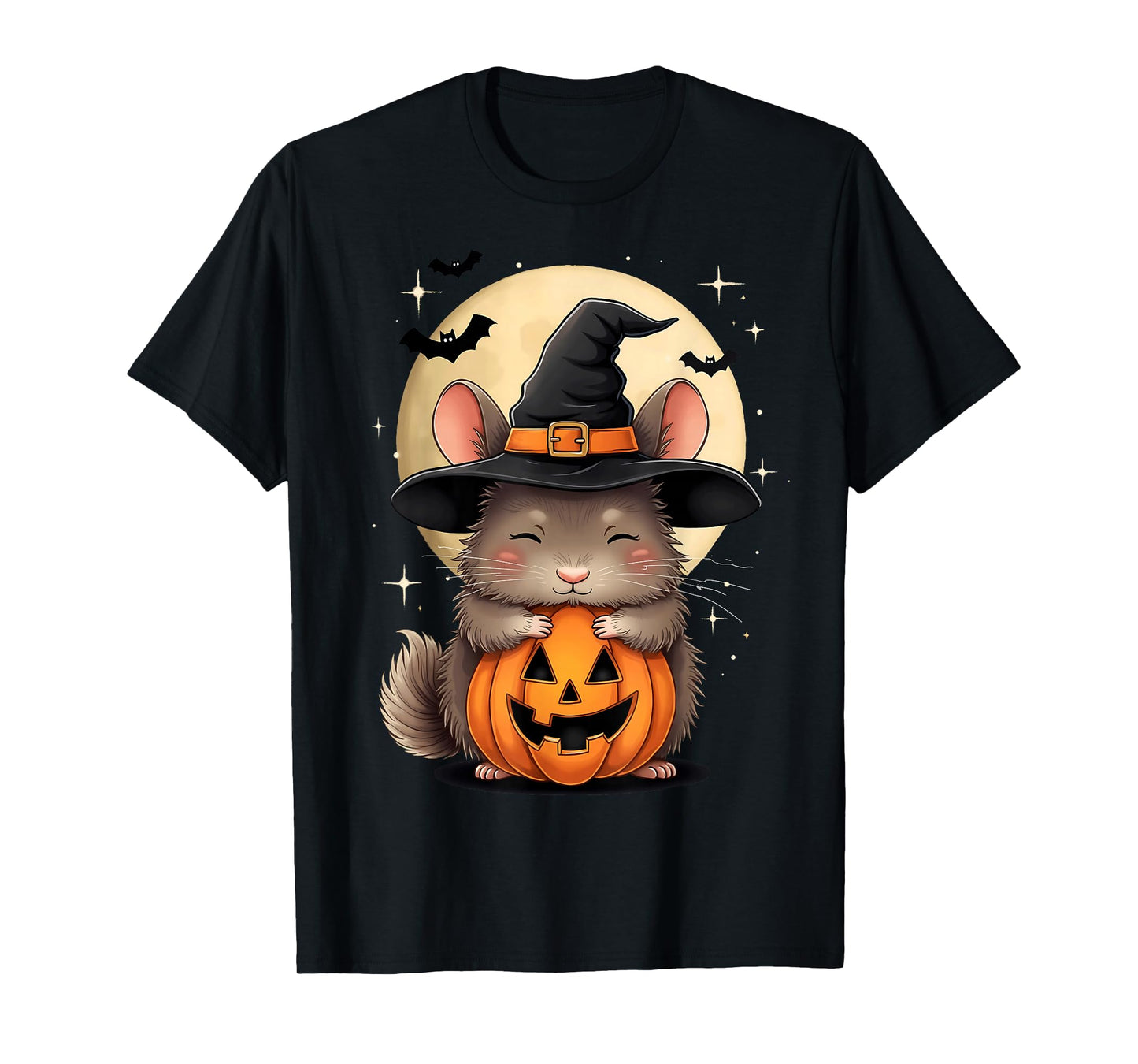 Halloween Chinchilla Witch Hat Pumpkin Spooky T-Shirt