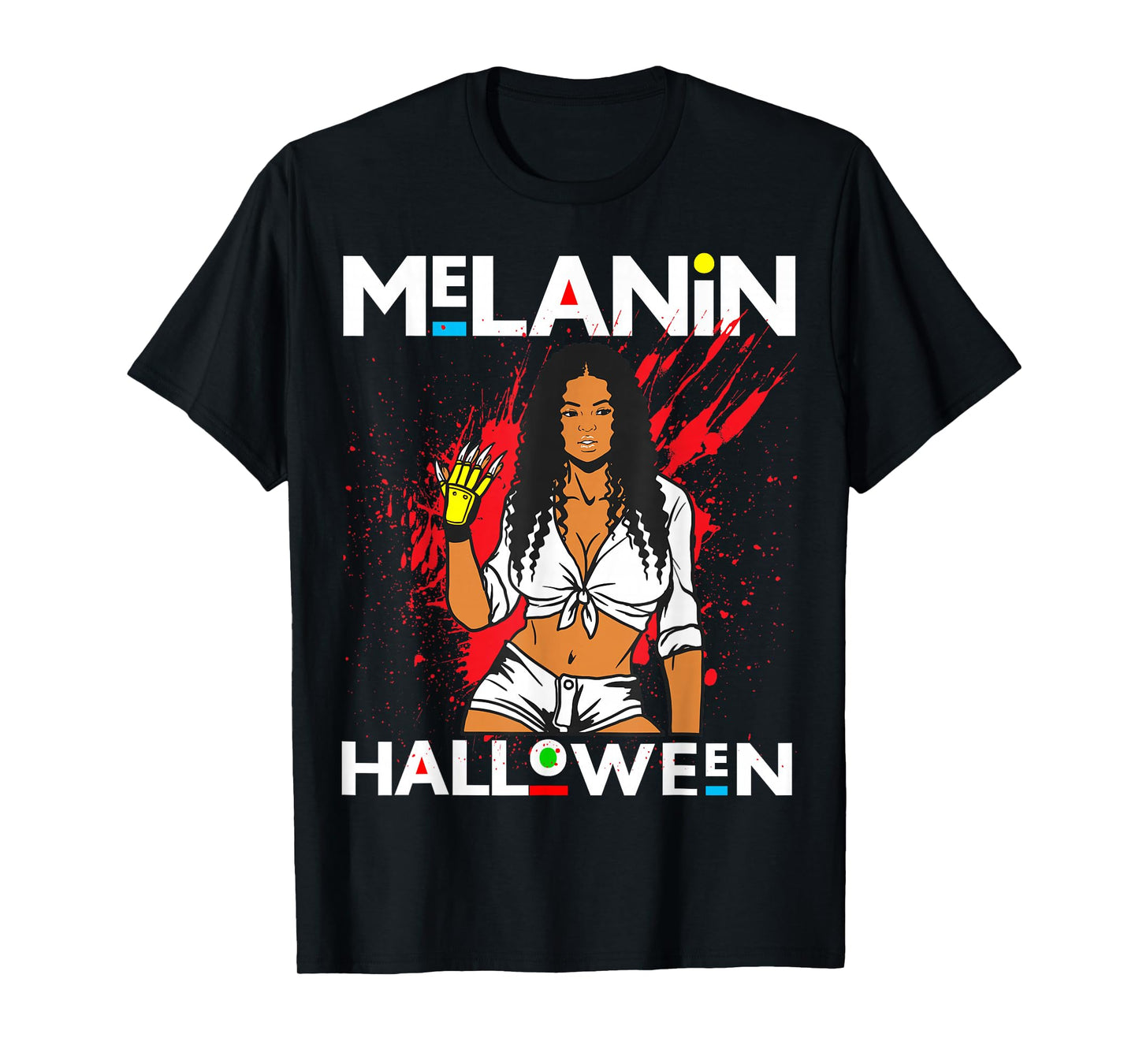Funny Melanin Halloween Black Girl Magic Scary Blood Costume T-Shirt