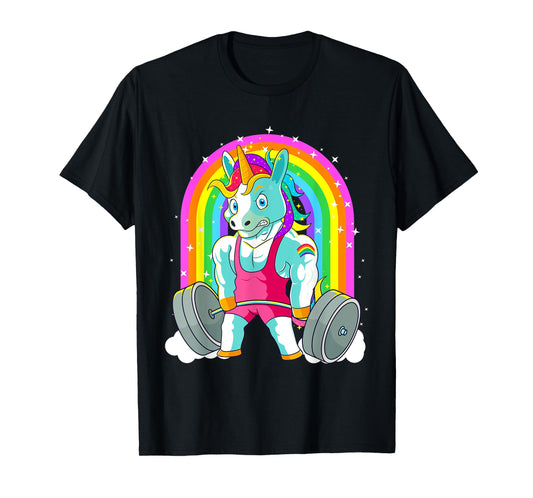 Gym Unicorn Deadlift Weightlifting Workout Pride Men Women T-Shirt