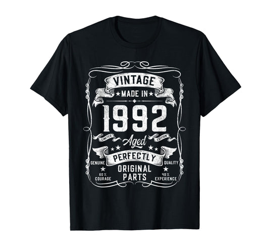 33rd Birthday Gifts for Men 33yr 33 Years Old Vintage 1992 T-Shirt