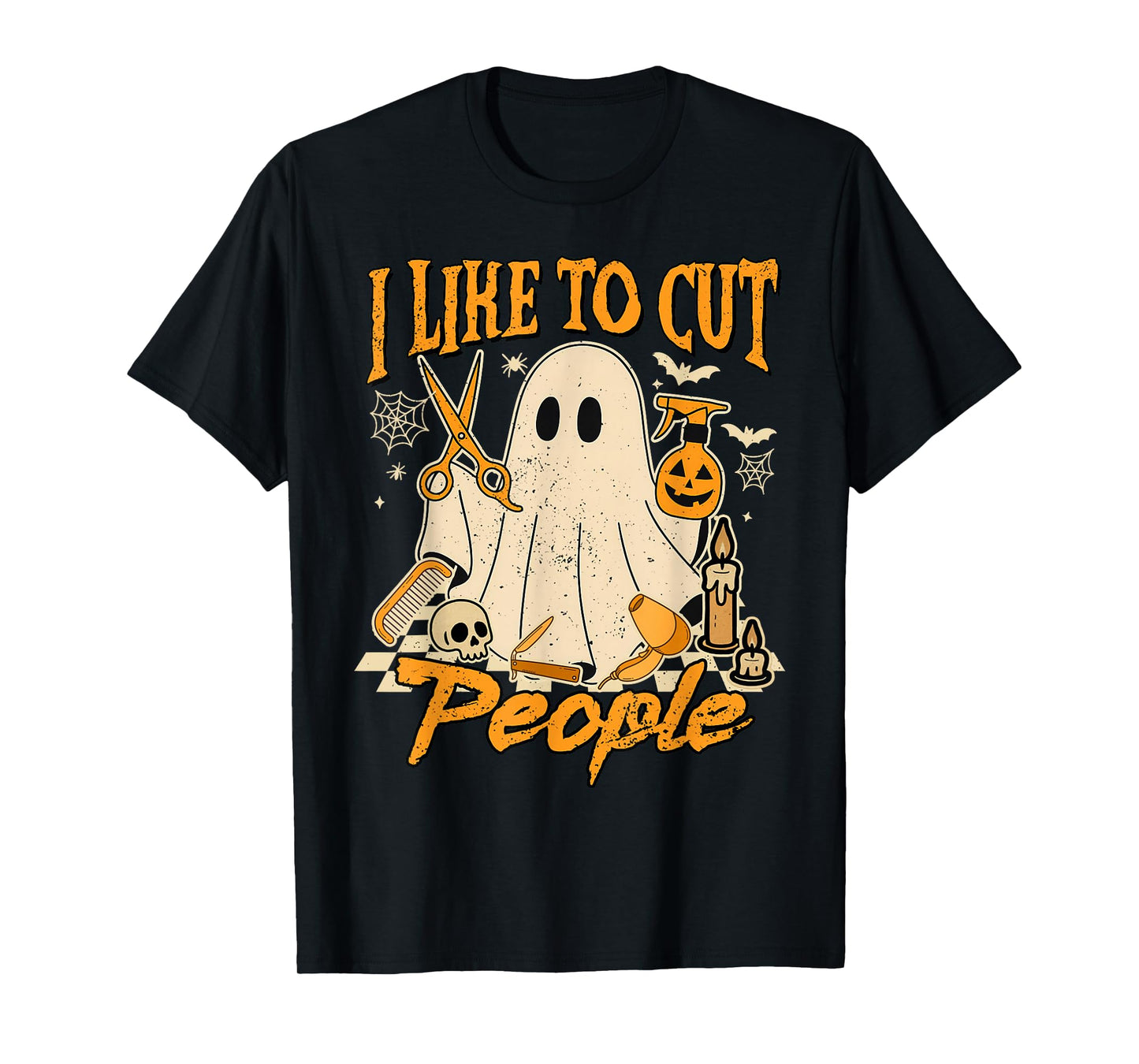 Halloween Vibes Spooky Hairdresser I Like to Cut People T-Shirt