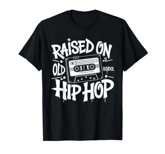 RAISED ON OLD SCHOOL Graffiti Rap HIP HOP Tshirt Cassette T-Shirt