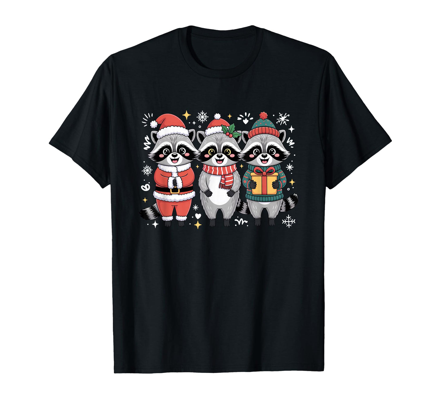 Cute Raccoon Christmas Funny Holiday Santa Claus Animal Gift T-Shirt