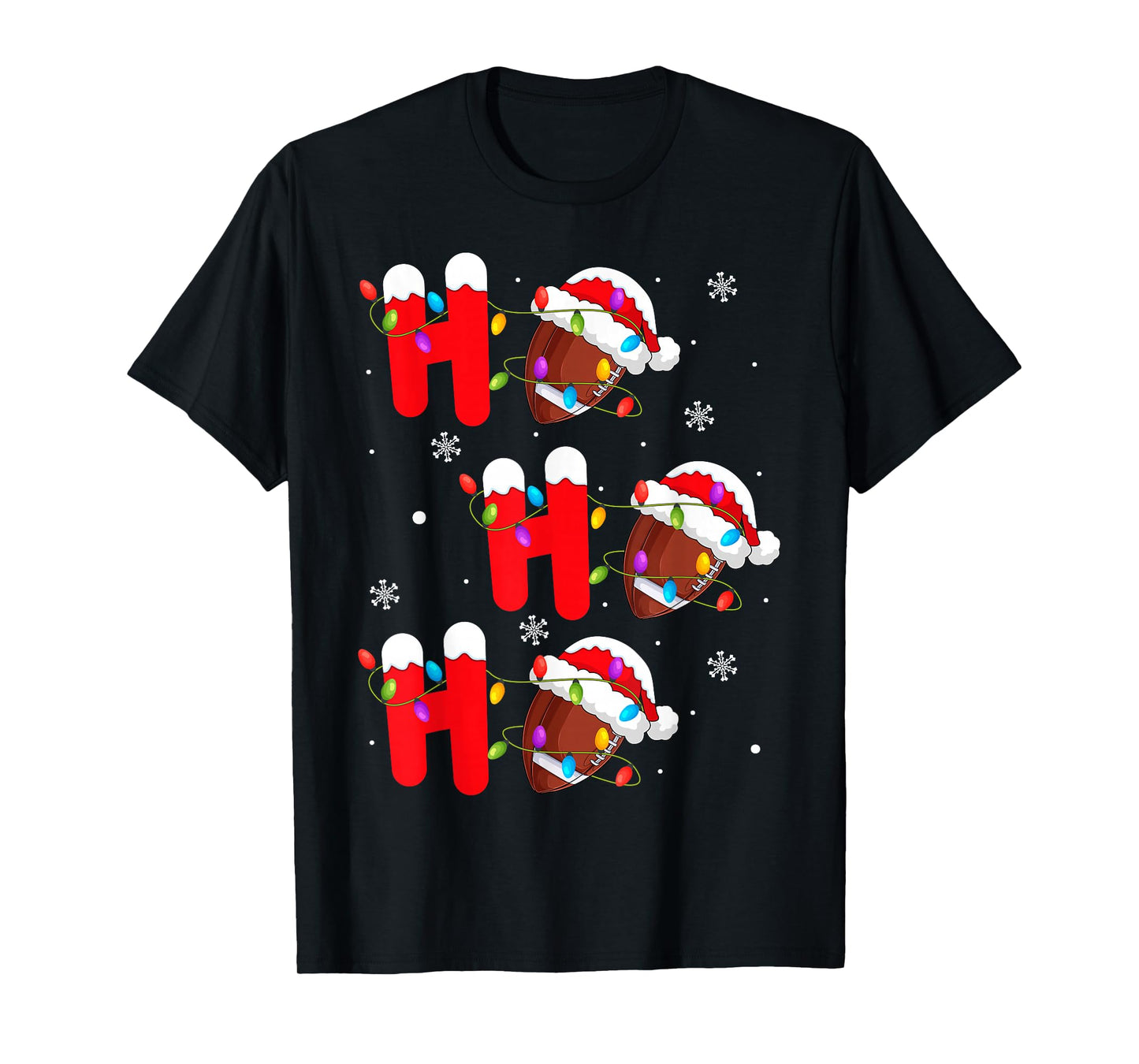 Football Christmas Ho Ho Ho Santa Sports Player Funny Xmas T-Shirt