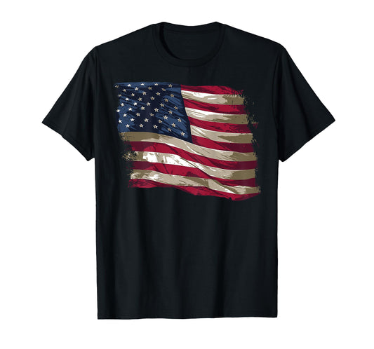 Vintage Distressed American Flag (Design on Back) T-Shirt