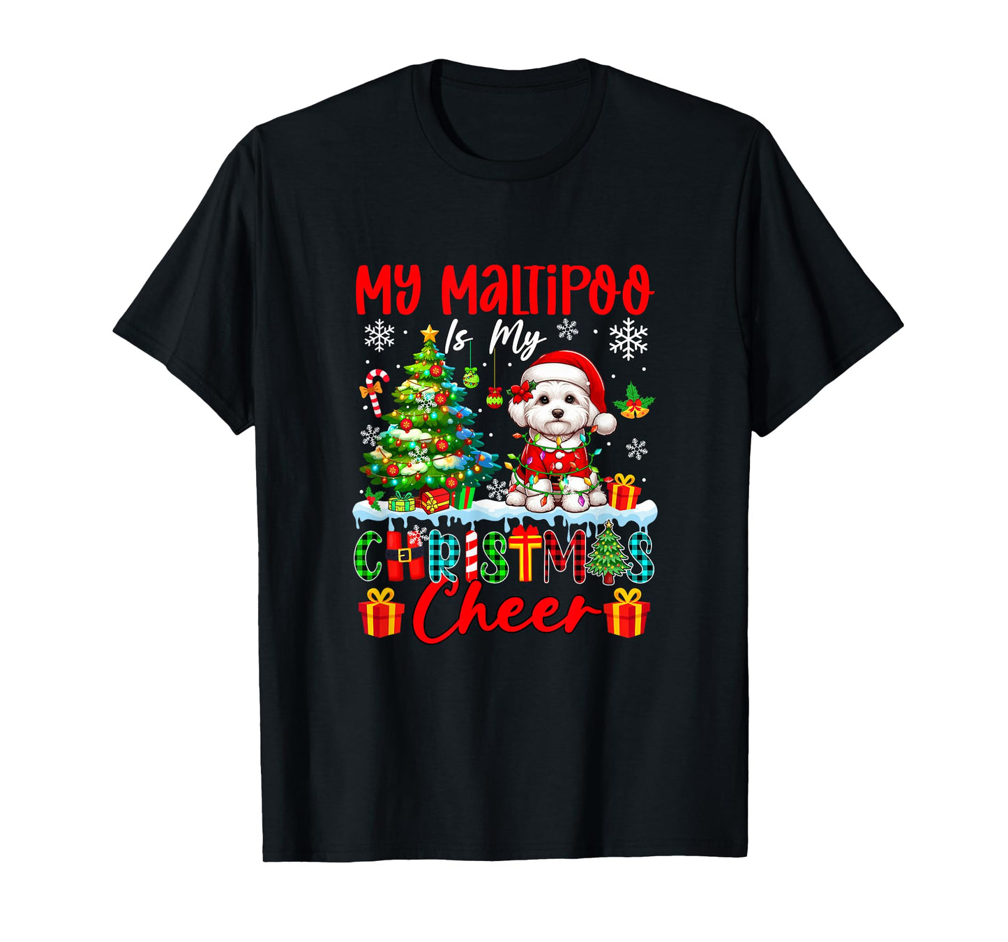 My Maltipoo is My Xmas Cheer Funny Santa Dog Owner Kids T-Shirt